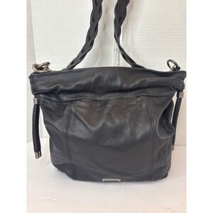 Rebecca Minkoff Black Pebbled Leather Hobo Bag Braided Strap -see pics